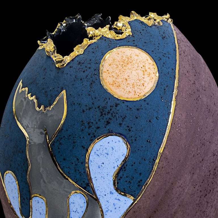 Sharon Penn Whale Tail Art Vase w/ 22K Gold Inlaid Diva