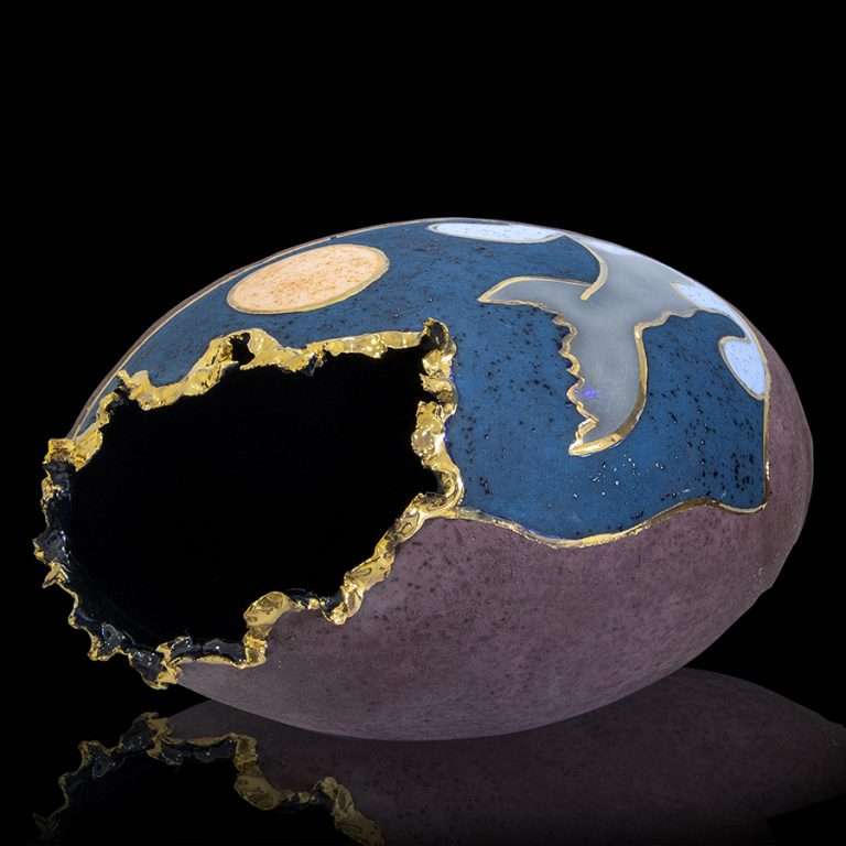 Sharon Penn Whale Tail Art Vase w/ 22K Gold Inlaid Diva