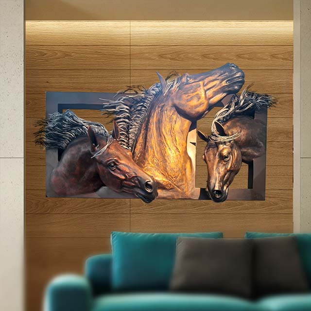 thumbnail image 2 of Modern 3D Printed Horse Wall Art Sculpture - XL Or Regular Size - Black Or White Finish 2 of 6