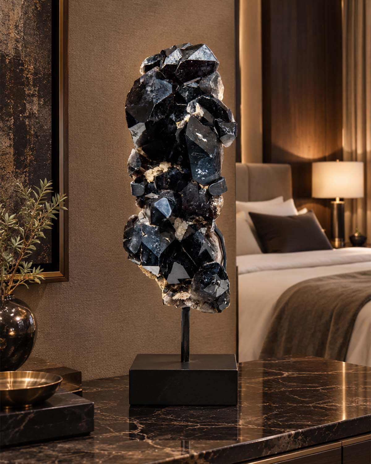 Luxe Bedroom Crystal Sculpture Display