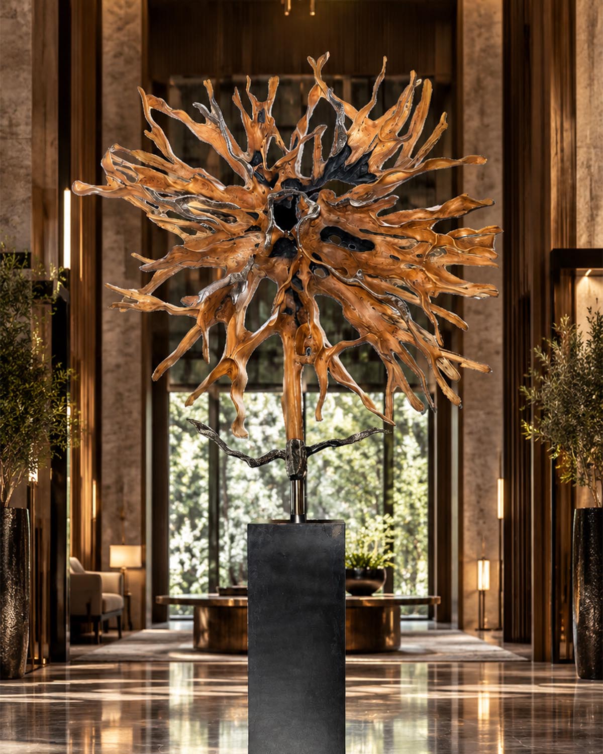 Sculptural Driftwood in a Luxury Lobby